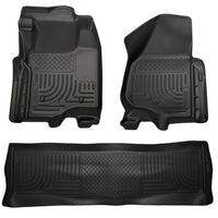 Husky Liners 98711 | Husky Liners Front & 2nd Seat Floor Liners (Footwell Coverage), Fits 11-12 F250/F350/F450 FORD HD SUPER DUTY CREW CAB W/O MANUAL TRANSFER CASE FRONT/2ND SEAT LINERS BLAC