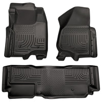 Husky Liners 98721 | Husky Liners Front & 2nd Seat Floor Liners (Footwell Coverage), Fits 11-12 F250/F350/F450 FORD HD SUPER DUTY EXT CAB W/O MANUAL TRANSFER CASE FRONT/2ND SEAT LINERS BLACK