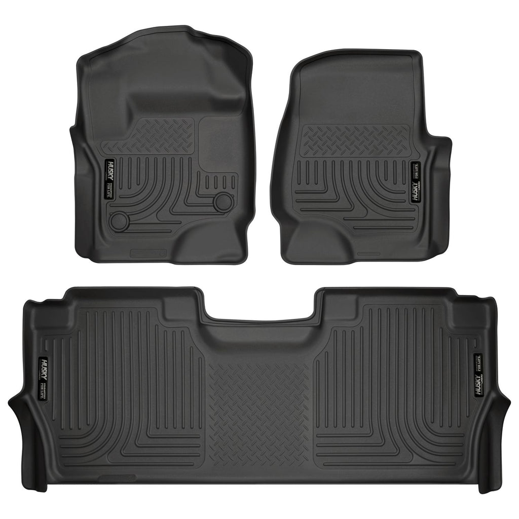 Husky Liners 94061 | Husky Liners Front & 2nd Seat Floor Liners; Front & 2nd Seat Floor Liners, Fits 17-C F250/F350/F450 SUPER DUTY SUPERCREW FRONT & 2ND SEAT FLOOR LINERS WEATHERBEATER SERIES BLACK
