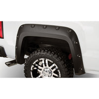 Bushwacker 40086-02 Black Boss Pocket/Rivet Style Smooth Finish Rear Fender Flares for 2007-2013 GMC Sierra 1500; Fits 69.3 In. Bed