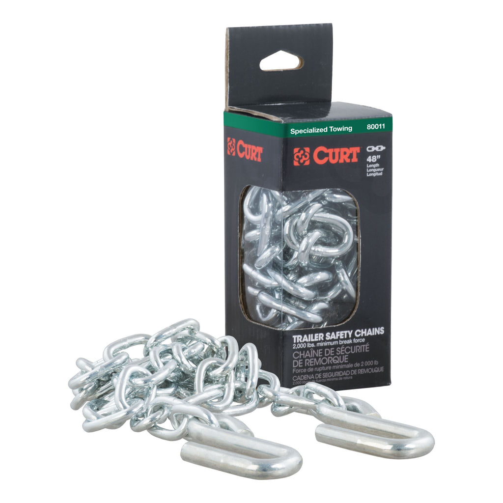 48" Safety Chain with 2 S-Hooks (2000 lbs Clear Zinc Packaged)