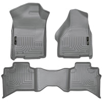 Husky Liners 99012 | Husky Liners Front & 2nd Seat Floor Liners; Front & 2nd Seat Floor Liners, Fits 09-15 RAM 1500 QUAD CAB FRONT & 2ND SEAT WEATHERBEATER FLOOR LINERS GREY