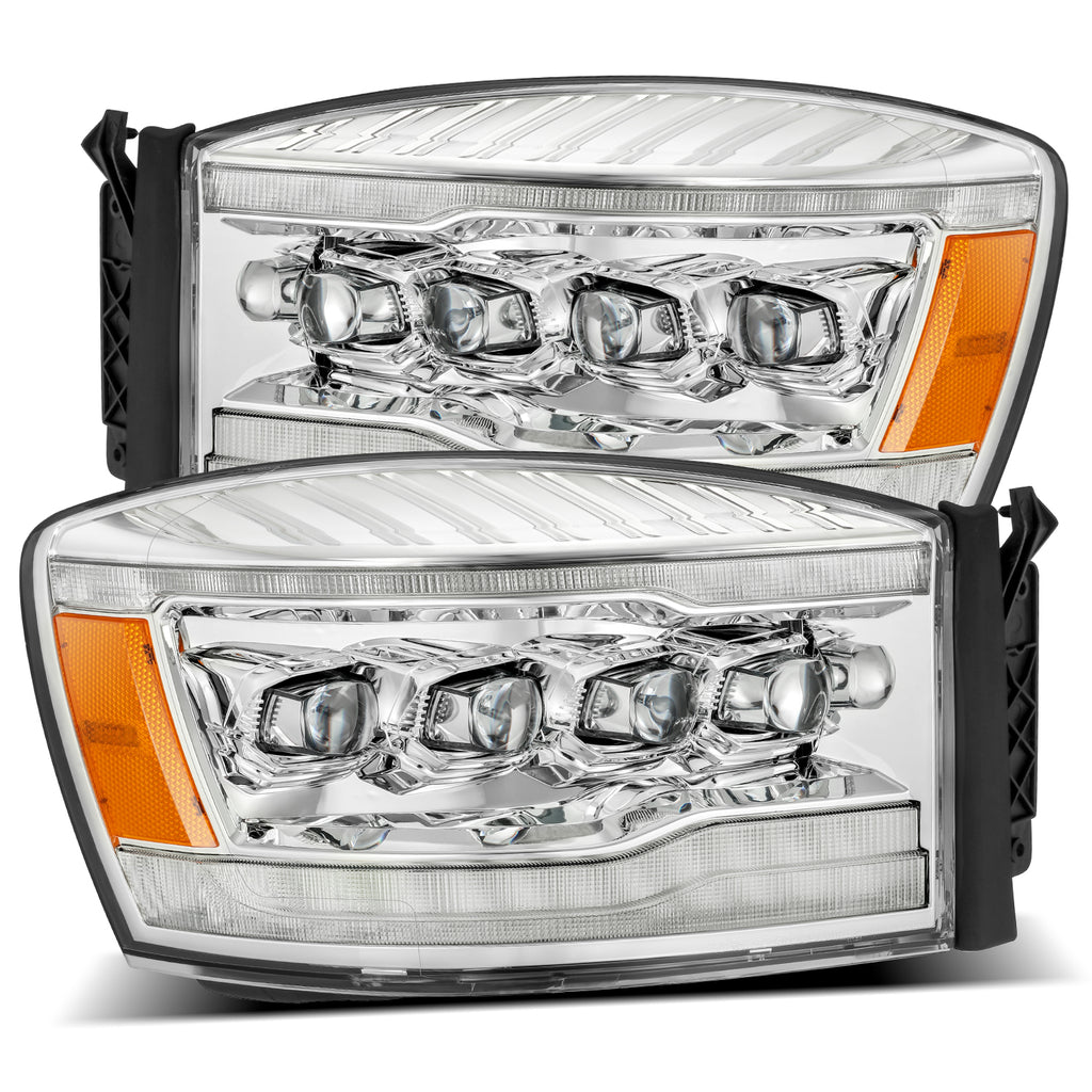 LED Projector Headlights Plank Style Design Chrome