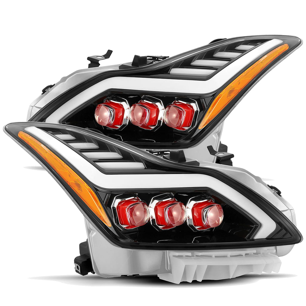08-13 Infiniti G37/14-15 Q60 Coupe Red LED Projector Headlights Plank Style Design Gloss Black w/ Red LED Accent W/ Activation Light and DRL