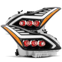 08-13 Infiniti G37/14-15 Q60 Coupe Red LED Projector Headlights Plank Style Design Gloss Black w/ Red LED Accent W/ Activation Light and DRL