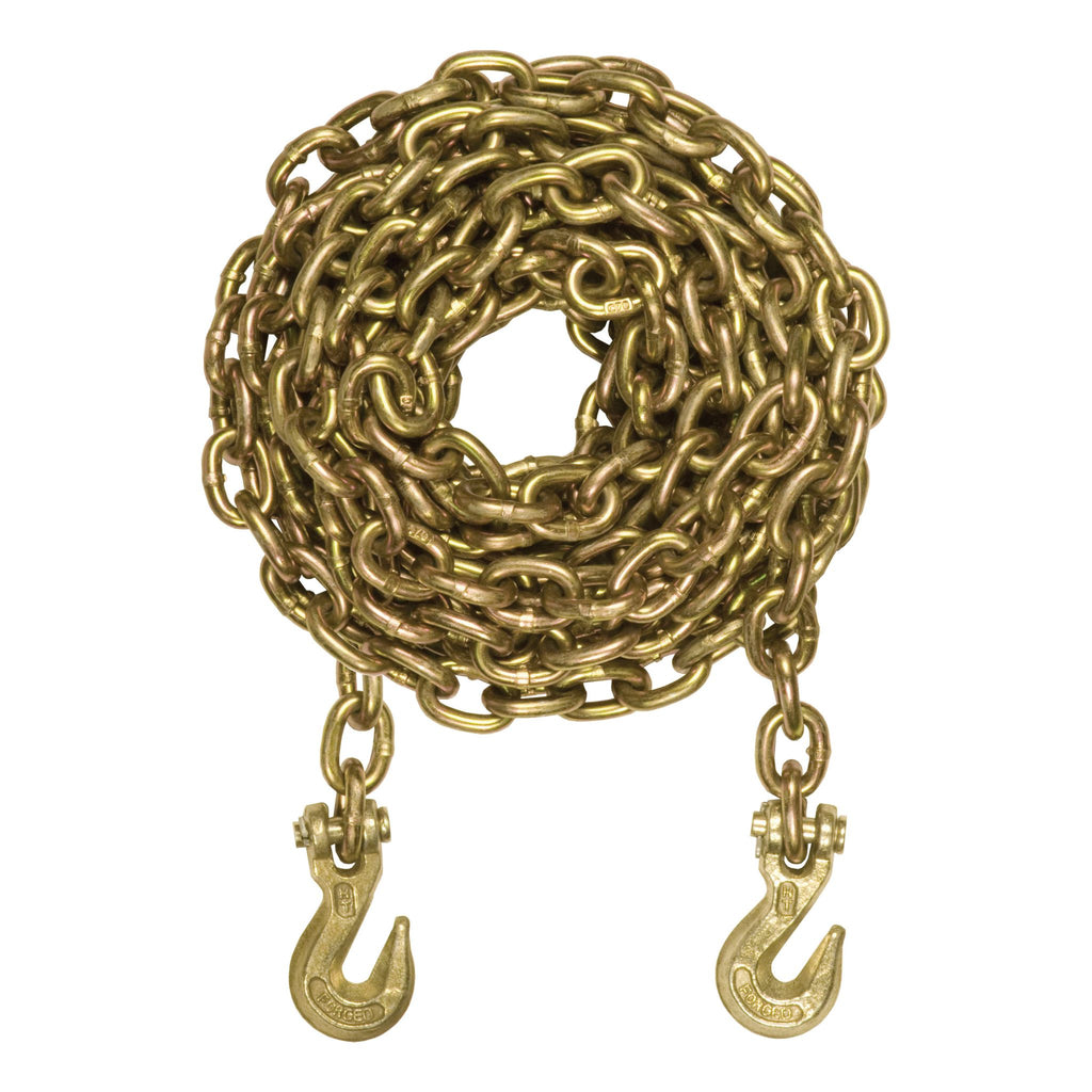 25' Transport Binder Safety Chain with 2 Clevis Hooks (18800 lbs Yellow Zinc)