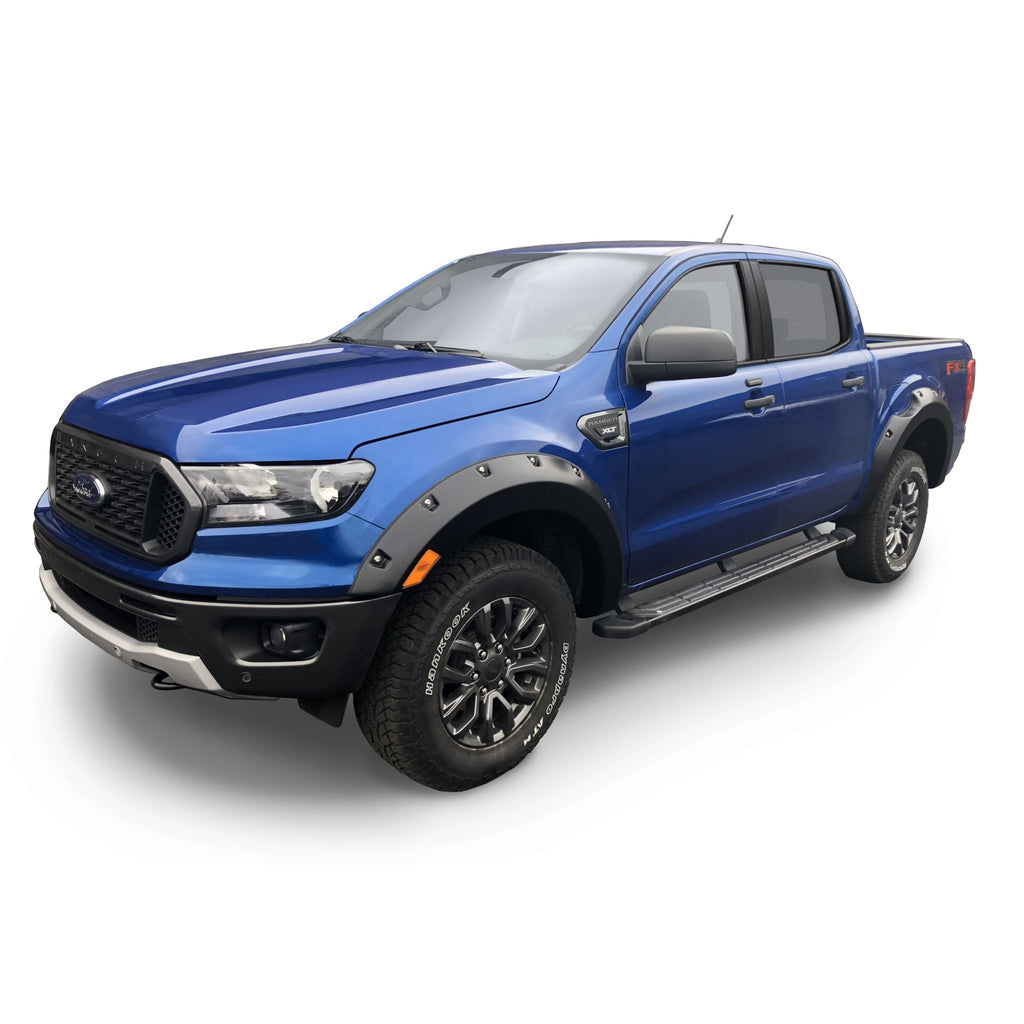 Bushwacker 20950-02 Black Pocket/Rivet Style Smooth Finish 4-Piece Fender Flare Set for 2019-2022 Ford Ranger