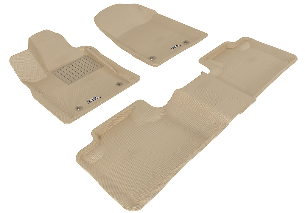3D MAXpider DODGE DURANGO 5-SEAT 2012-2021 KAGU TAN R1 R2 (2 POSTS ON FRONT PASSENGER'S FLOOR)