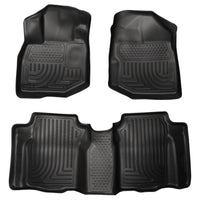 Husky Liners 98491 | Husky Liners Front & 2nd Seat Floor Liners; Front & 2nd Seat Floor Liners, Fits 09-13 FIT WEATHERBEATER FRONT & 2ND SEAT FLOOR LINERS BLACK