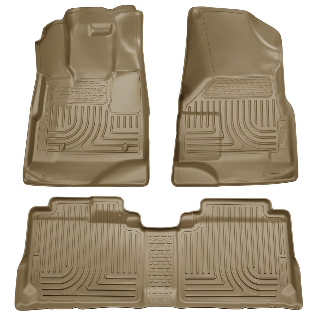 Husky Liners 98143 | Husky Liners Front & 2nd Seat Floor Liners, Fits 10-15 SRX CUSTOM MOLDED FRONT & 1 PC SECOND SEAT FLOOR LINERS TAN