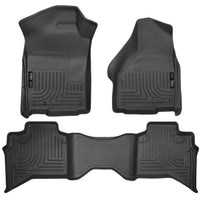 Husky Liners 99011 | Husky Liners Front & 2nd Seat Floor Liners; Front & 2nd Seat Floor Liners, Fits 09-15 RAM 1500 QUAD CAB FRONT & 2ND SEAT WEATHERBEATER FLOOR LINERS BLACK