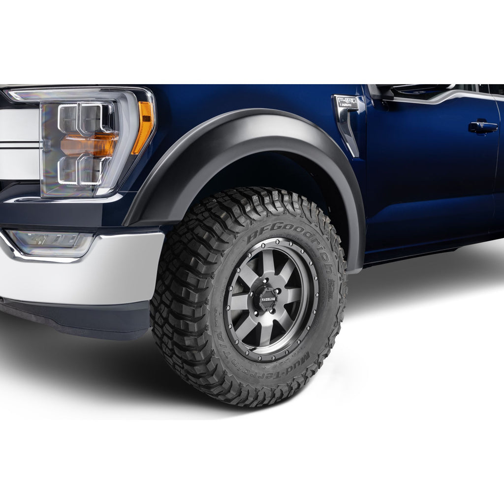 Bushwacker 20121-02 Black Extend-A-Fender Style Smooth Finish Front Fender Flares for 2019-2022 Ford Ranger
