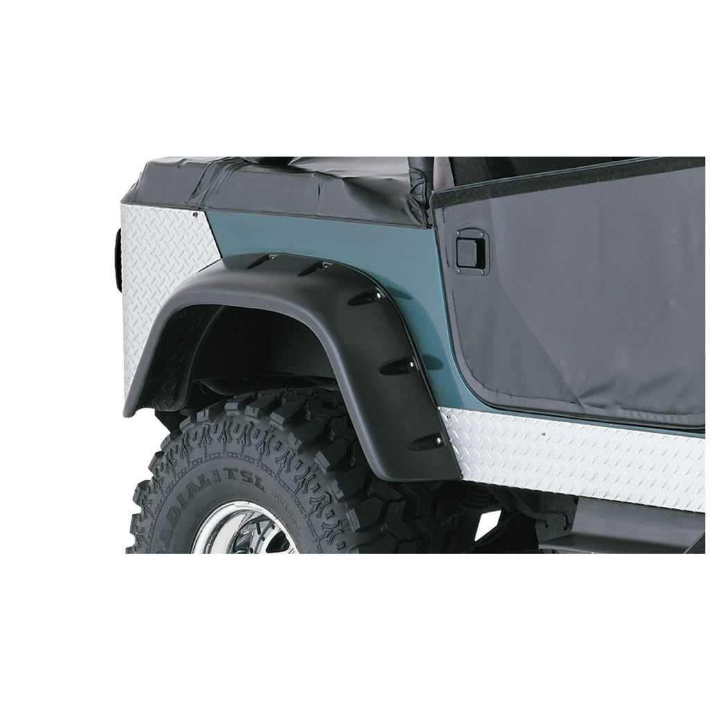 Bushwacker 10060-07 Black Jeep Cutout Style Textured Finish Rear Fender Flares for 1956-1986 Jeep CJ5 CJ5A CJ6 CJ6A CJ7 Willys
