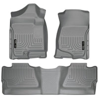 Husky Liners 98202 | Husky Liners Front & 2nd Seat Floor Liners (Footwell Coverage), Fits 07-13 SILVERADO/SIERRA 1500/07-14 2500/3500 CREW(NOT W/MANUAL SHIFTER)FRONT & 2ND SEAT FLR LNRS GREY
