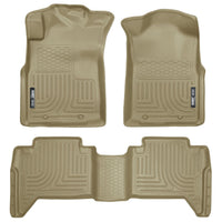 Husky Liners 98953 | Husky Liners Front & 2nd Seat Floor Liners (Footwell Coverage), Fits 05-15 TACOMA CREW CAB WEATHERBEATER FRONT & 2ND SEAT FLOOR LINERS TAN