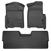 Husky Liners 98331 | Husky Liners Front & 2nd Seat Floor Liners (Footwell Coverage), Fits 09-14 F150 SUPERCREW WEATHERBEATER FRONT/2ND SEAT FLOOR LINERS BLACK