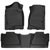 Husky Liners 98201 | Husky Liners Front & 2nd Seat Floor Liners (Footwell Coverage), Fits 07-13 SILVERADO/SIERRA 1500/07-14 2500/3500 CREW(NOT W/MANUAL SHIFTER)FRONT & 2ND SEAT FLR LNRS BLaC