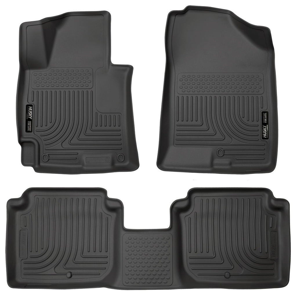 Husky Liners 98941 | Husky Liners Front & 2nd Seat Floor Liners, Fits 14-16 ELANTRA FRONT & 2ND SEAT FLOOR LINERS (FOOTWELL COVERAGE) WEATHERBEATER SERIES BLACK
