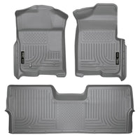 Husky Liners 98332 | Husky Liners Front & 2nd Seat Floor Liners (Footwell Coverage), Fits 09-14 F150 SUPERCREW WEATHERBEATER FRONT/2ND SEAT FLOOR LINERS GREY