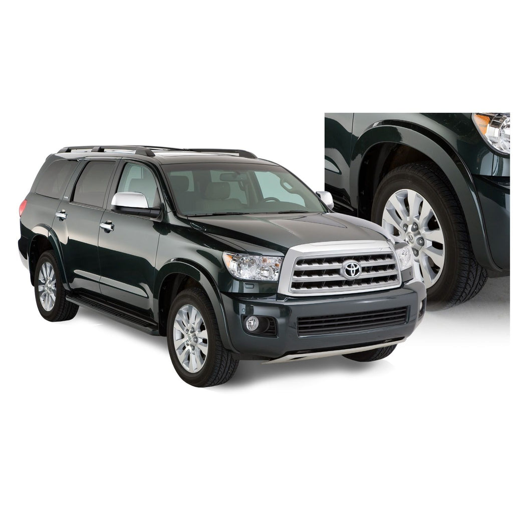 Bushwacker 30912-02 Black OE-Style Smooth Finish 4-Piece Fender Flare Set for 2008-2015 Toyota Sequoia w/Factory Mudflaps